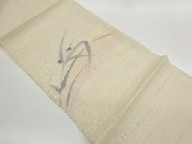 Nagoya obi with woven gauze pongee and floral pattern